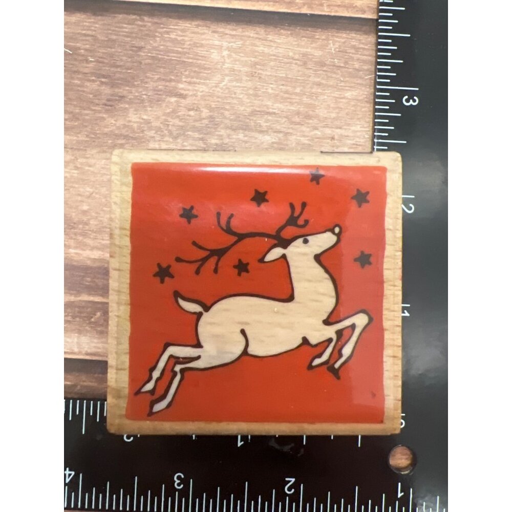 Vap Scrap Flying Reindeer Rubber Stamp By Village Arts Press Ellen Vener